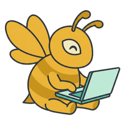 Bee working at a laptop